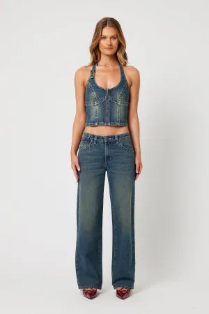 Abrand X Ripcurl Collab 99 Low Baggy Jean - Zola - Tint Dark Blue