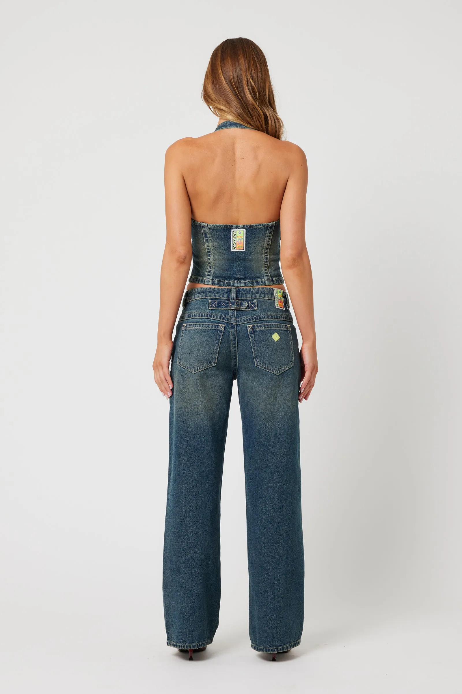 Abrand X Ripcurl Collab 99 Low Baggy Jean - Zola - Tint Dark Blue