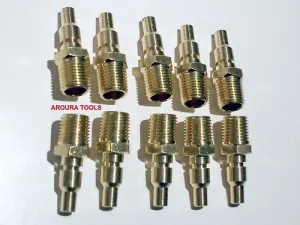 AIR LINE FITTINGS ADAPTORS 10pc SET MALE 1/4" QUICK RELEASE FITTINGS - NEW