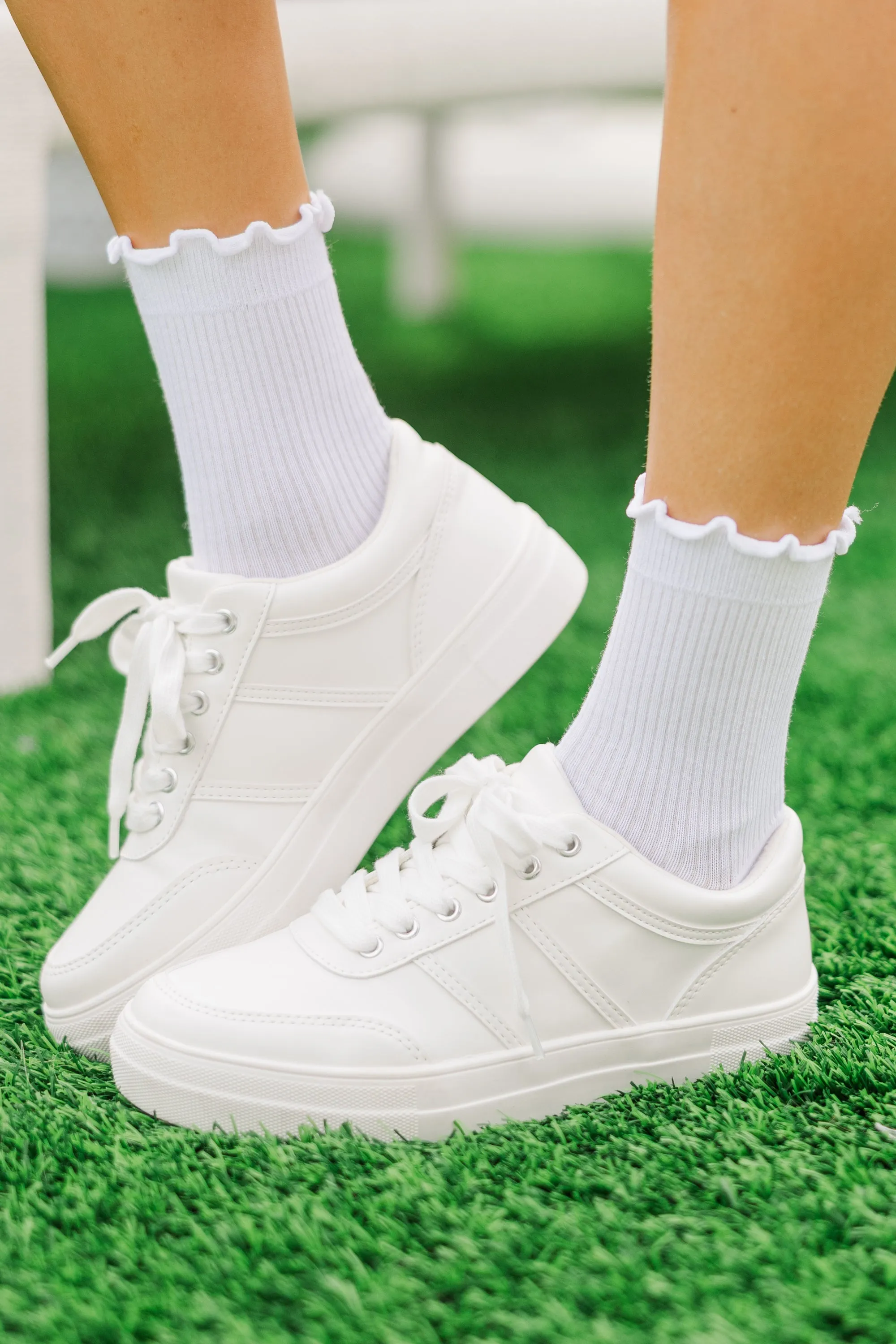 All In A Day White Ruffle Socks