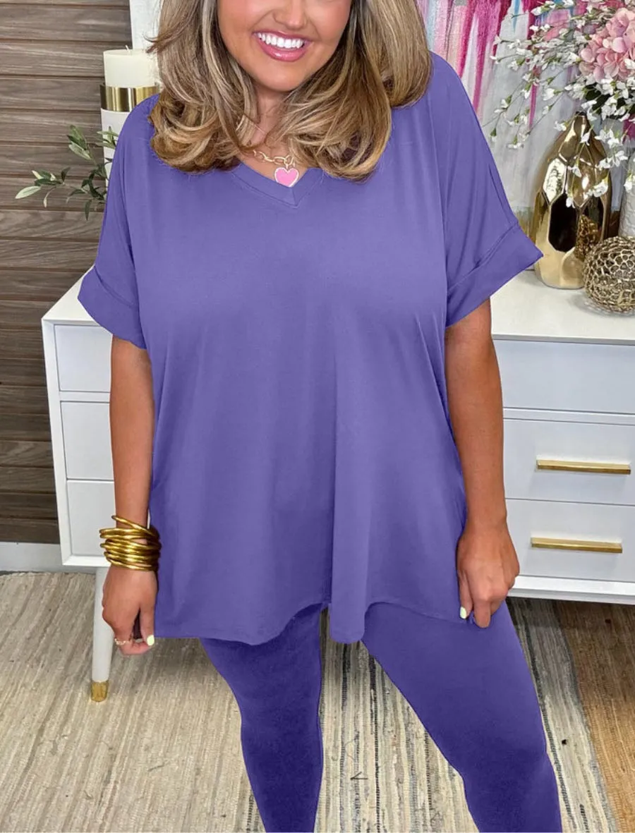 Autumn Women's Ultra Comfy Short Sleeve Tee and Legging Set (Buy 2 Free Shipping)