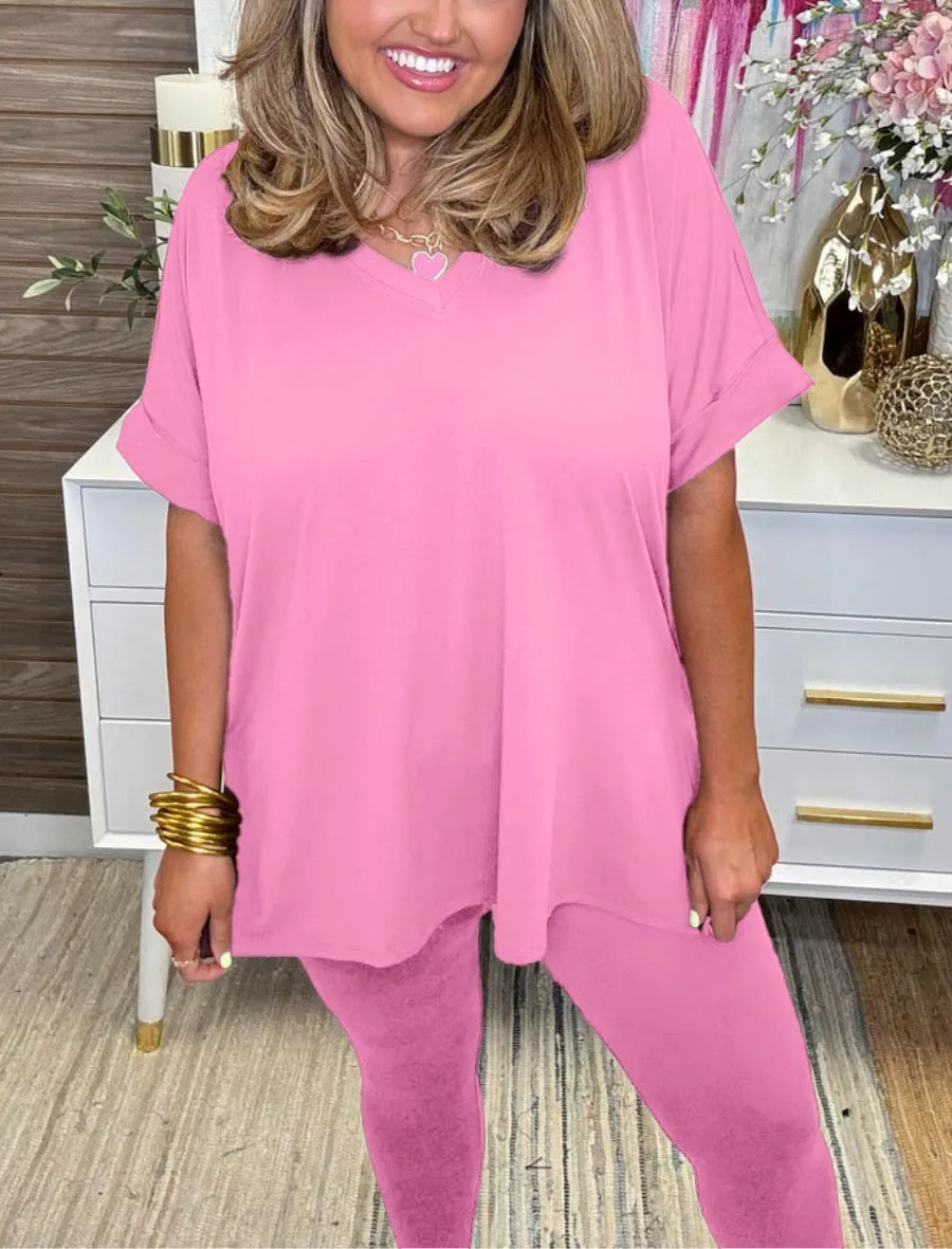 Autumn Women's Ultra Comfy Short Sleeve Tee and Legging Set (Buy 2 Free Shipping)