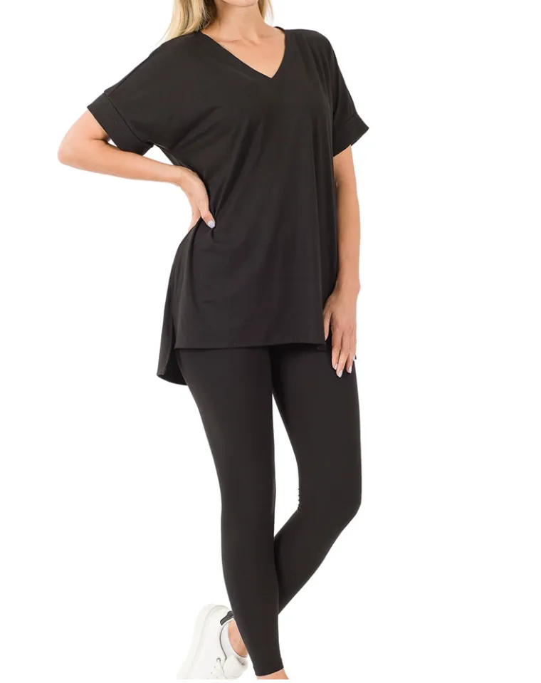 Autumn Women's Ultra Comfy Short Sleeve Tee and Legging Set (Buy 2 Free Shipping)