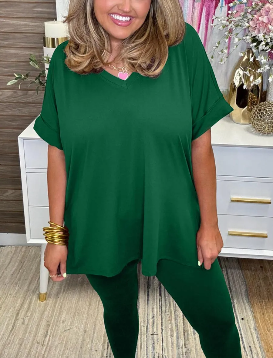 Autumn Women's Ultra Comfy Short Sleeve Tee and Legging Set (Buy 2 Free Shipping)