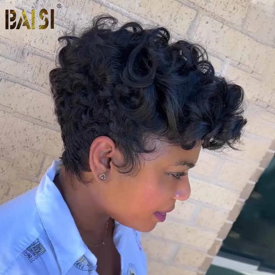 BAISI Natural Black Quick Wave BoB Wig