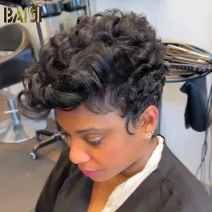 BAISI Natural Black Quick Wave BoB Wig