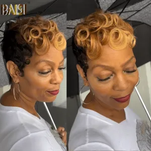 BAISI Pixie Quick Wave Honey Blonde Short Lace Wig