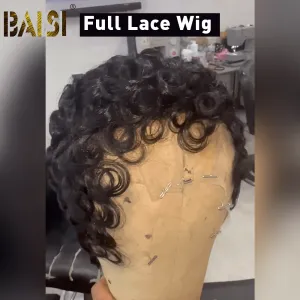 BAISI Short Quick Wave Full Lace Wig