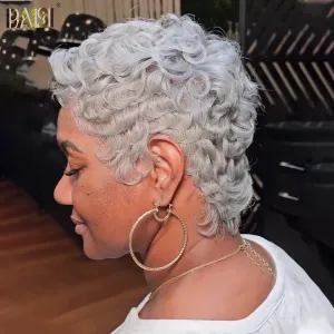 BAISI Silver Grey Quick Weave Short Cut Wig