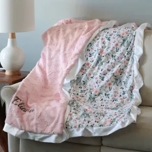 Blankets - Blush Ivory Floral Elephant