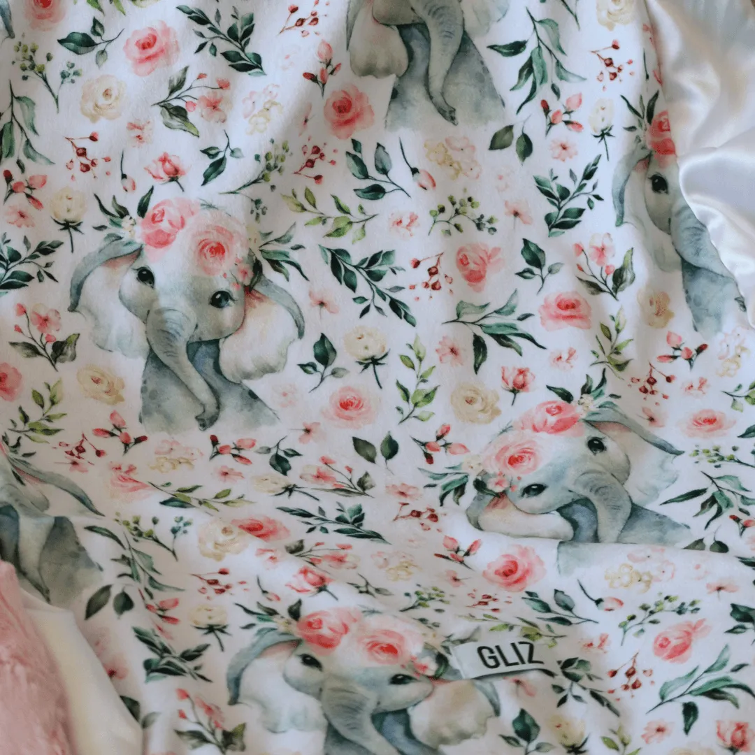 Blankets - Blush Ivory Floral Elephant