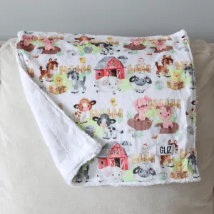 Blankets - Watercolor Farm Animals Baby Nursery