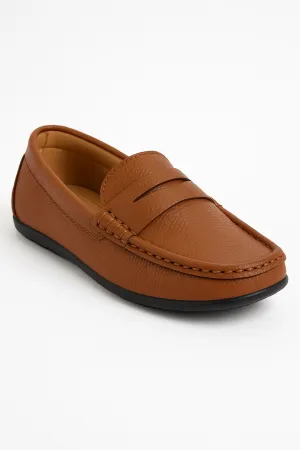 Boys Leather Penny Loafer - HUGO - Tan Brown