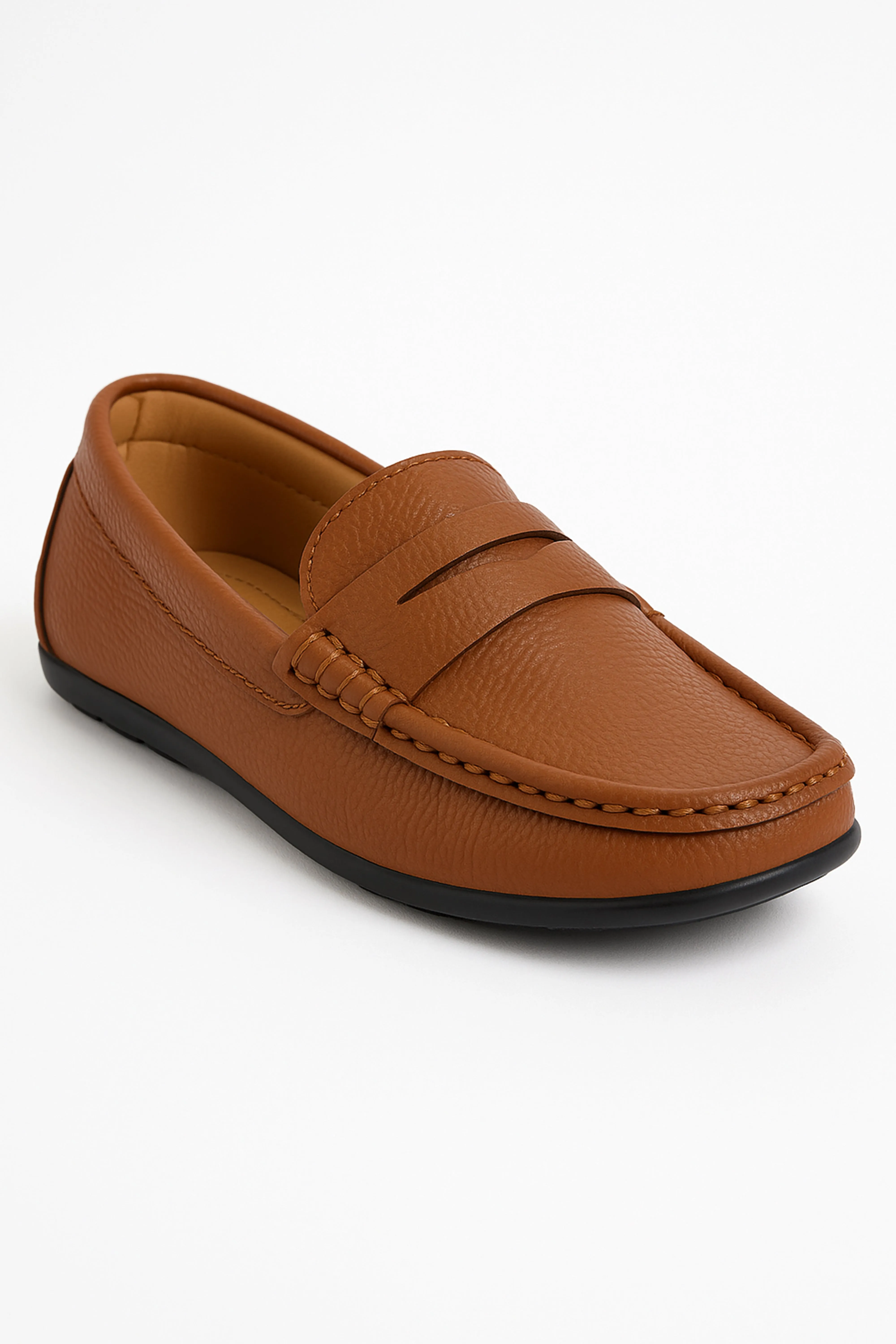 Boys Leather Penny Loafer - HUGO - Tan Brown