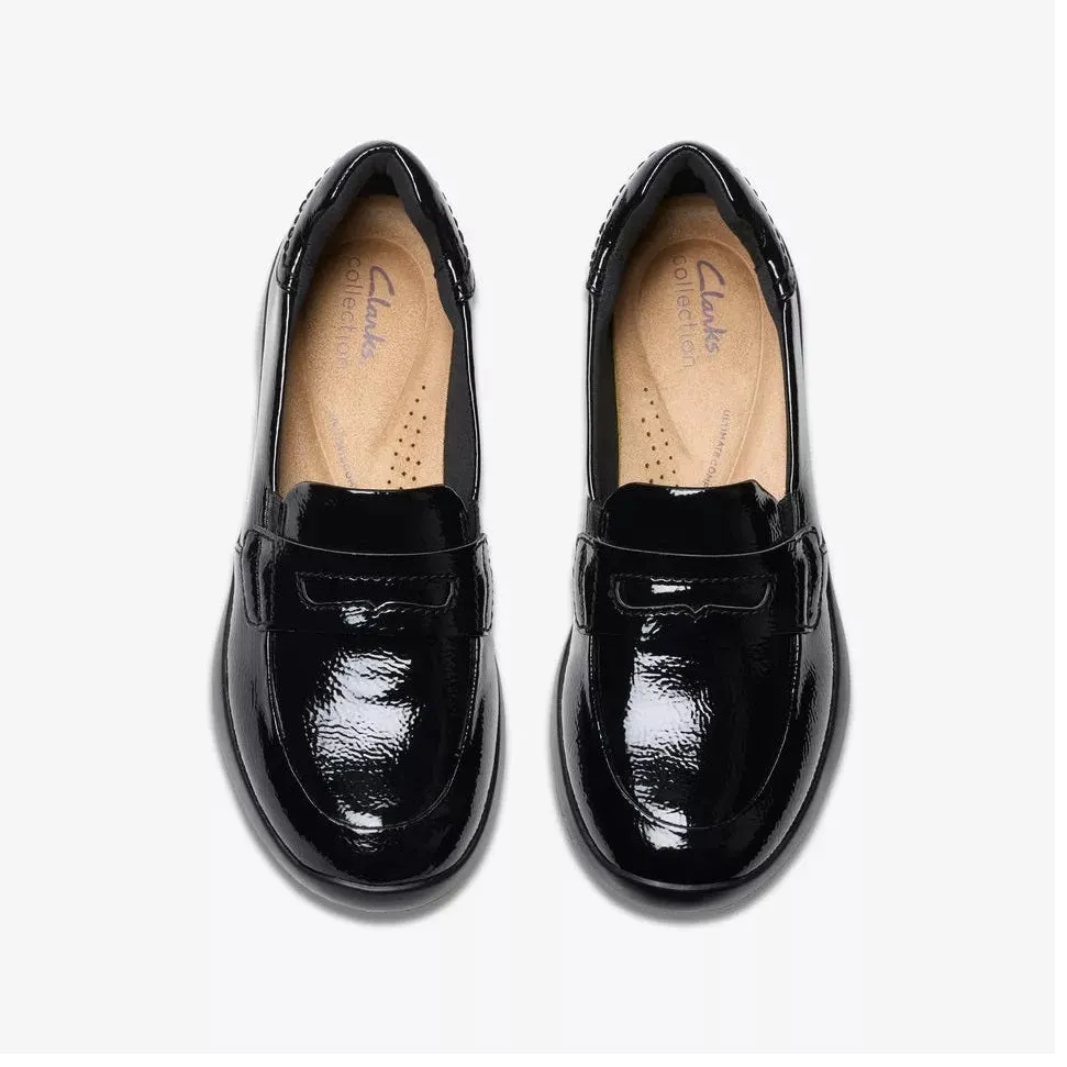 Clarks Women's Ellowyn Penny Black Crinkle Patent 26180089