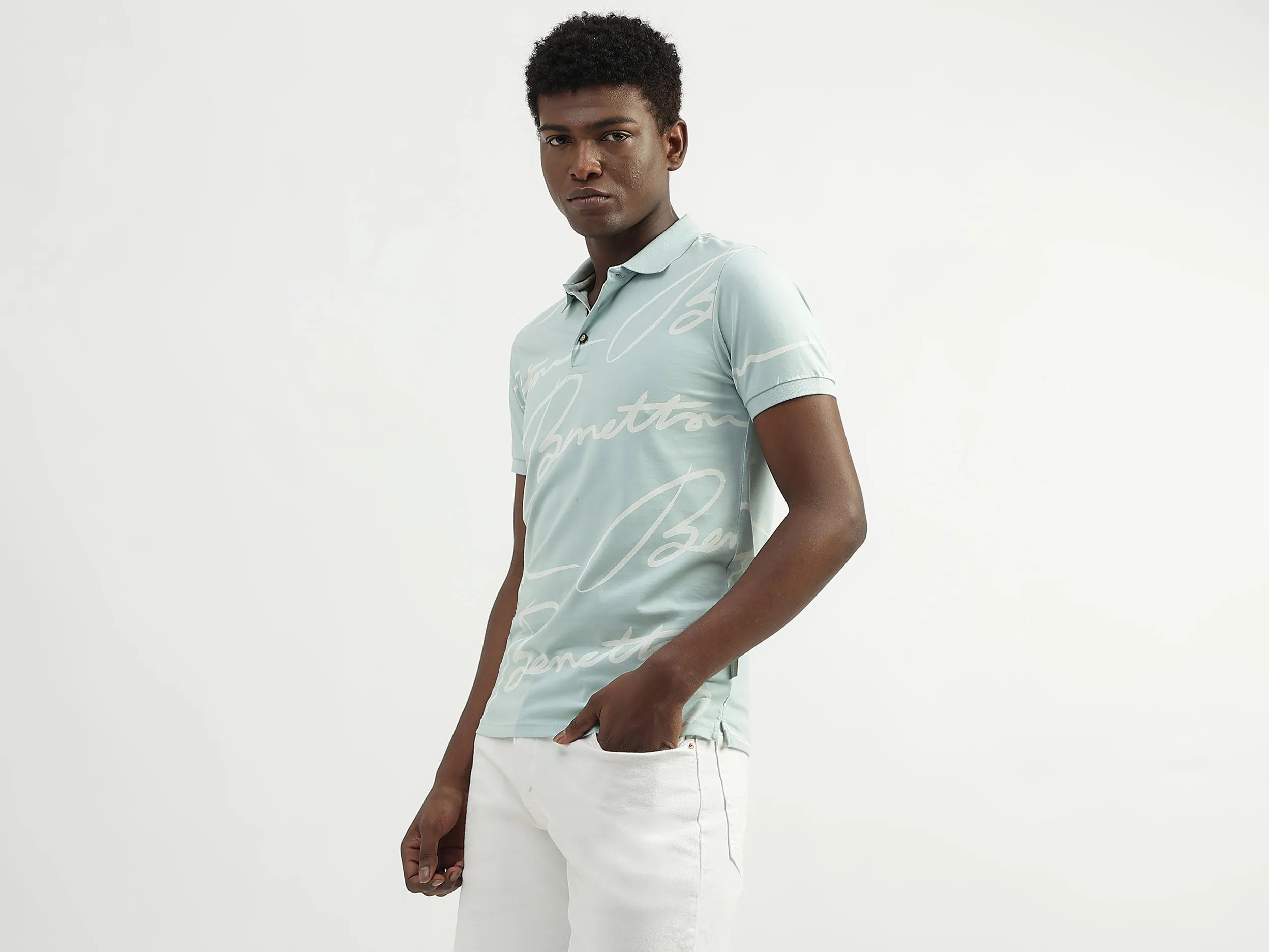 Cotton Printed Polo Collar Mens T-shirts