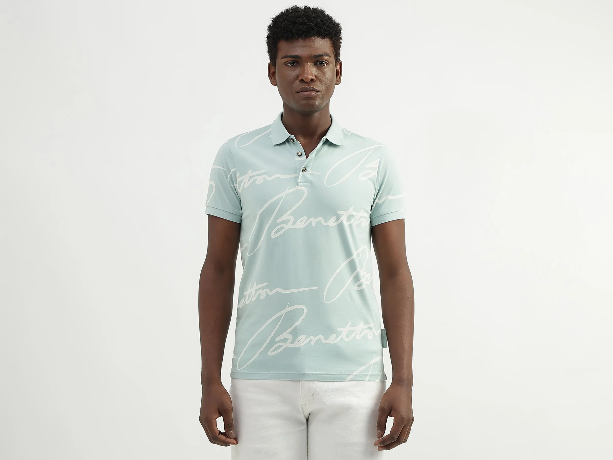 Cotton Printed Polo Collar Mens T-shirts