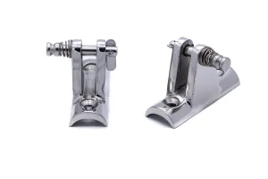 Deck hinge fitting concave with quick release drop nose spring pin