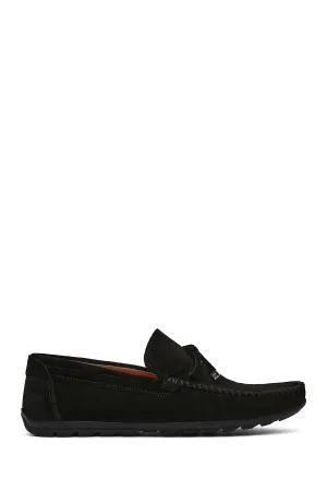 Erkek Siyah Süet Deri Casual Loafer