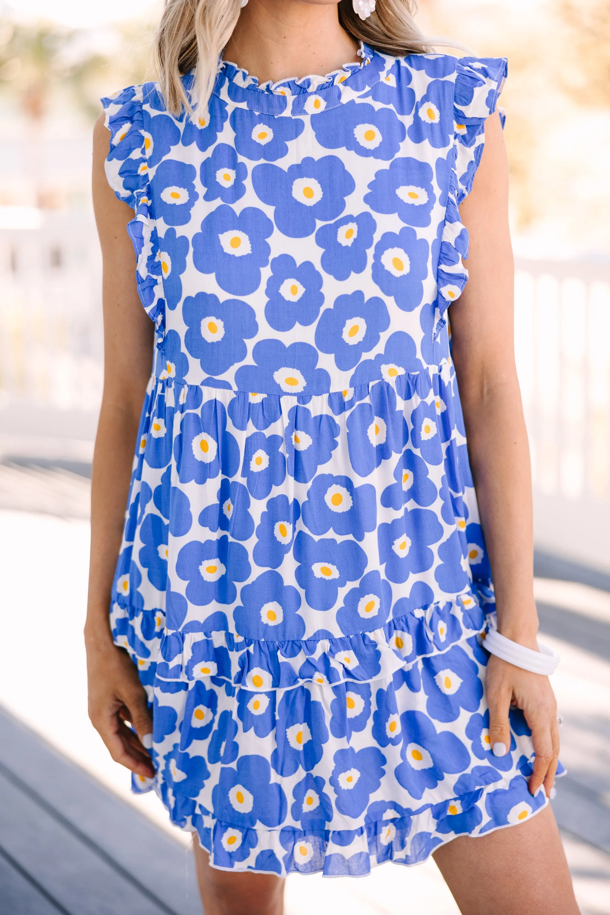 Find You Well Blue Floral Babydoll Dress