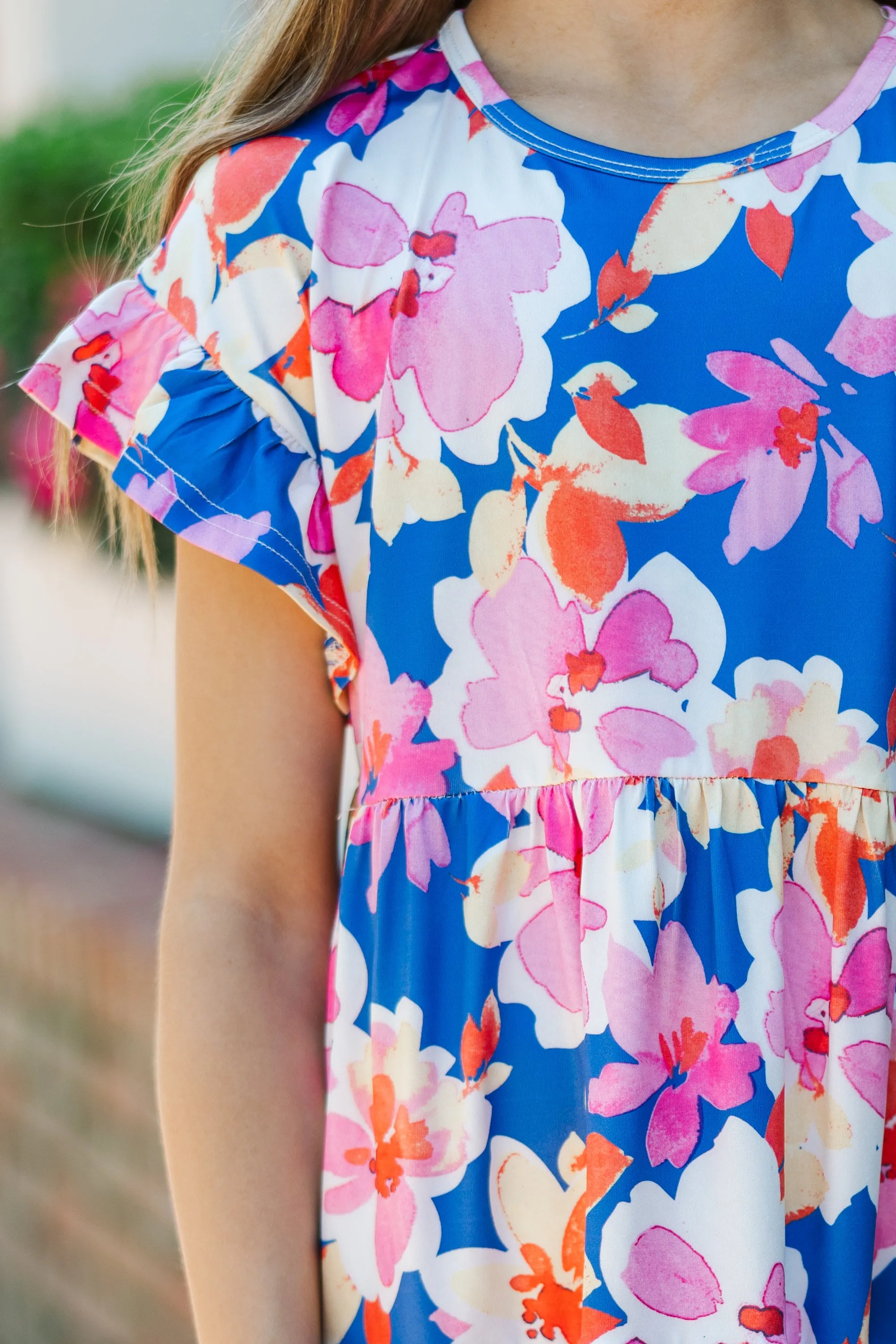Girls: Can You Keep Up Blue Floral Dress