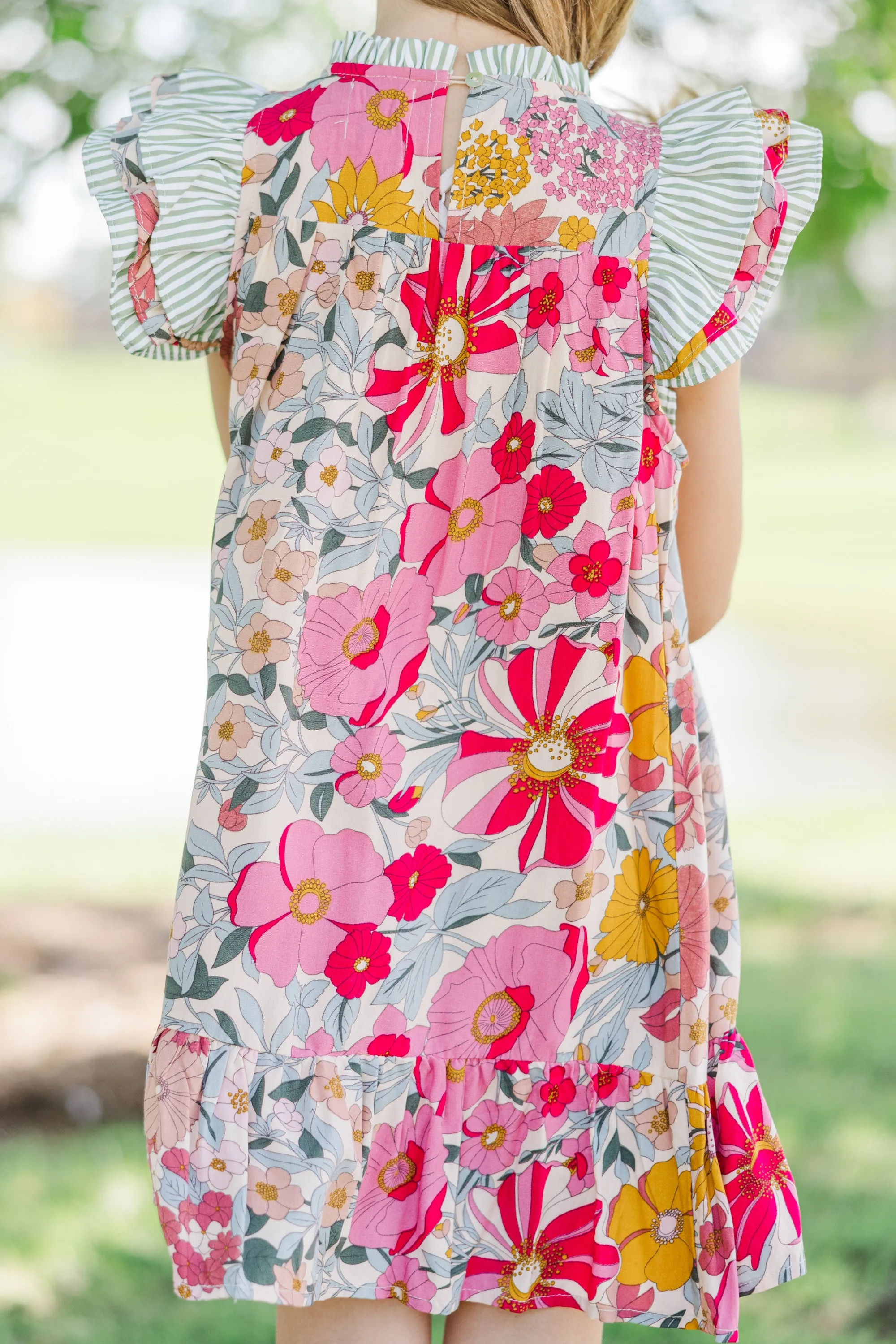 Girls: Full Of Love Pink Floral Dress