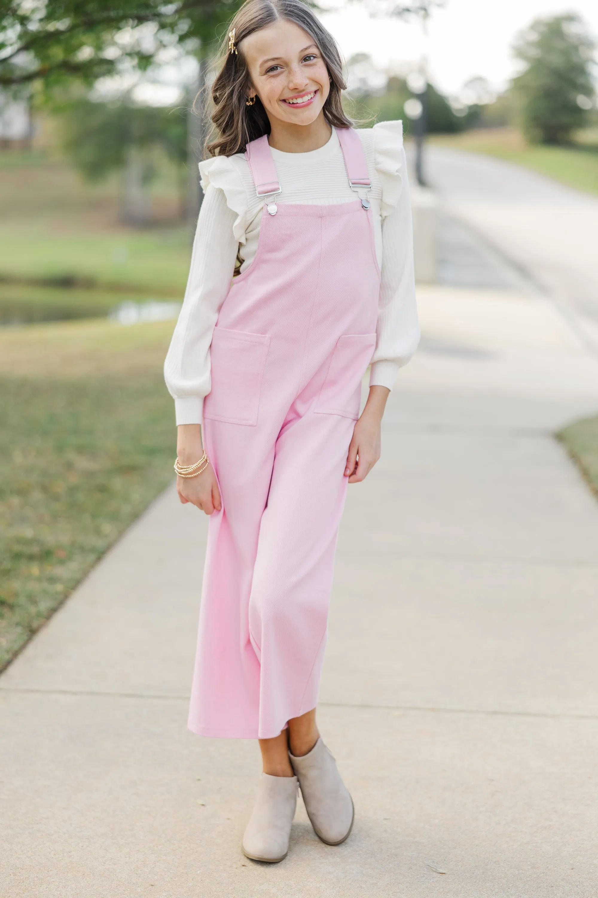 Girls: Have A Little Fun Pink Overalls
