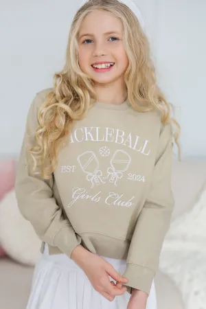 Girls: Pickleball Club Light Sage Emrboidered Sweatshirt