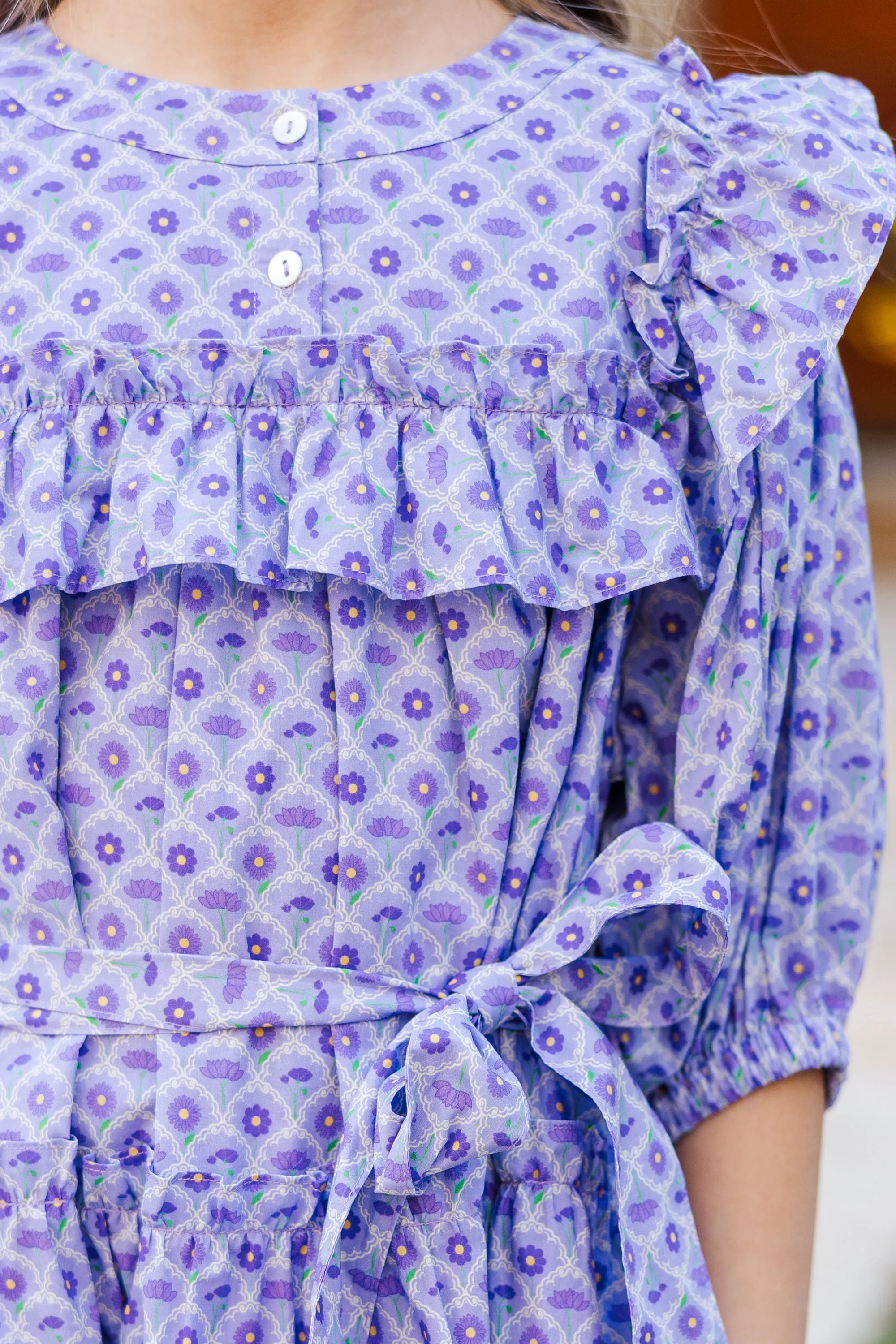 Girls: The Juliana Lavender Floral Dress