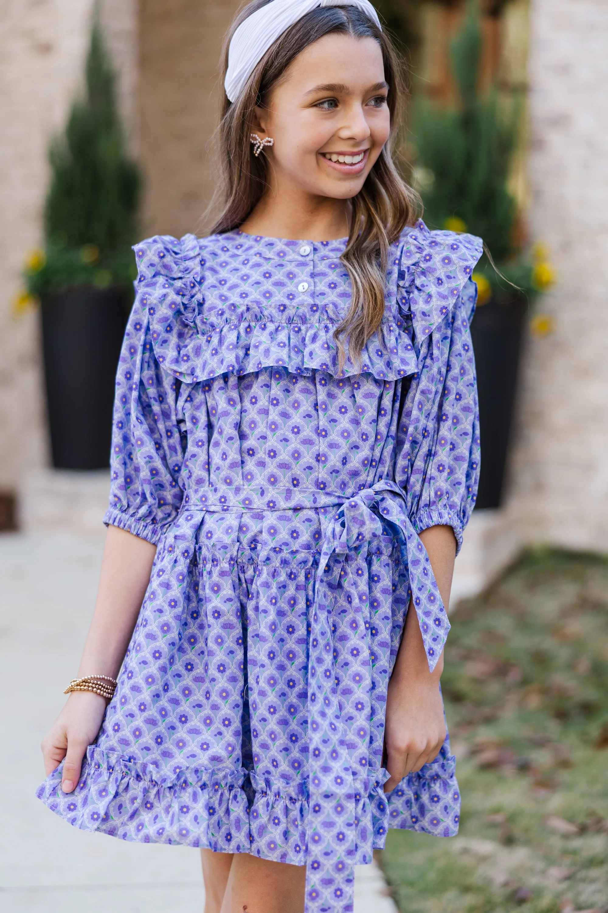 Girls: The Juliana Lavender Floral Dress