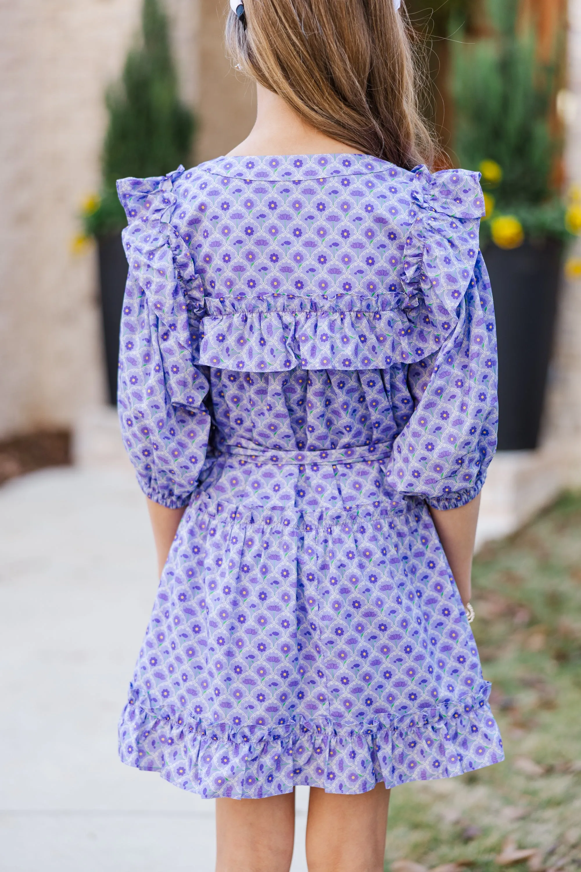 Girls: The Juliana Lavender Floral Dress