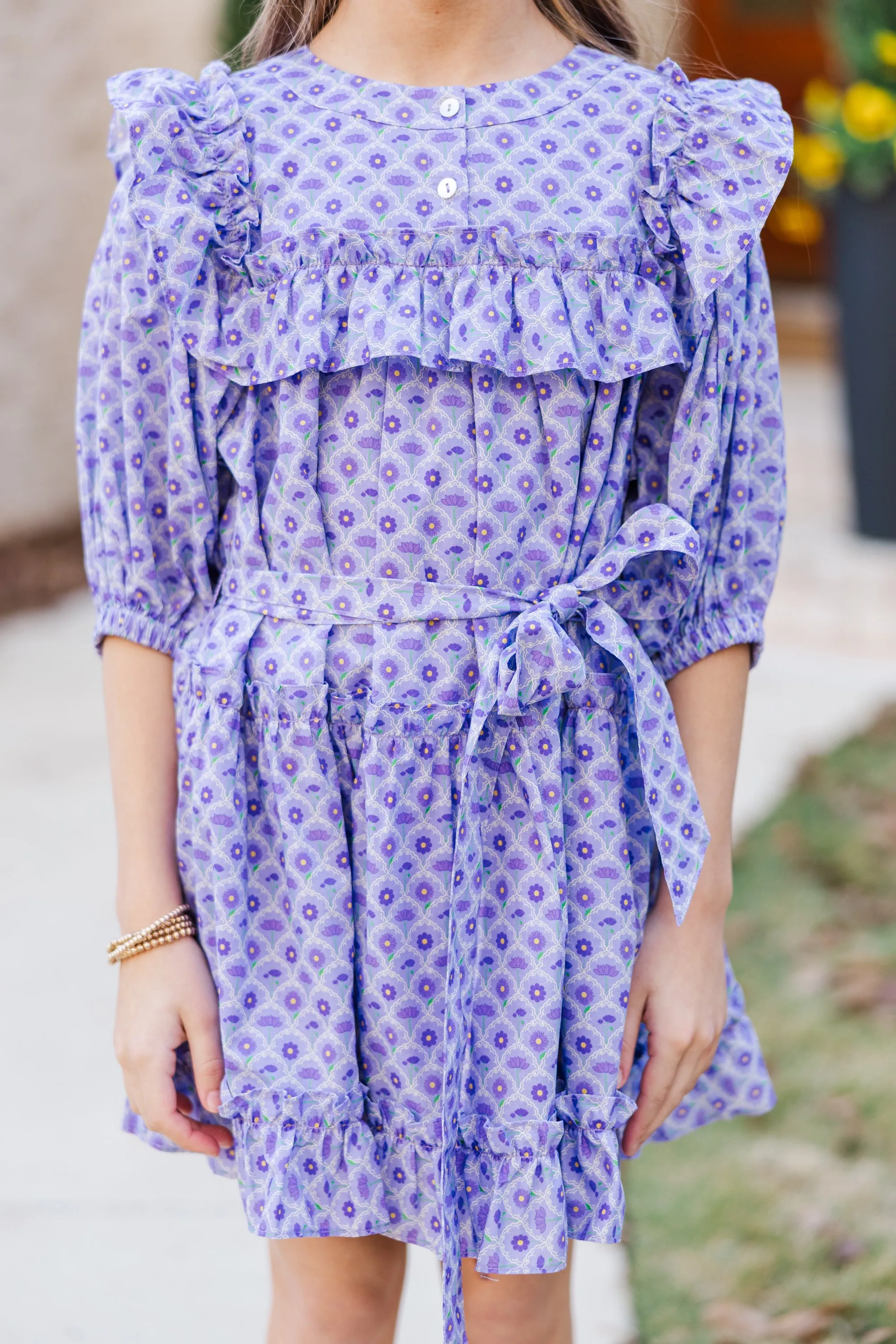 Girls: The Juliana Lavender Floral Dress