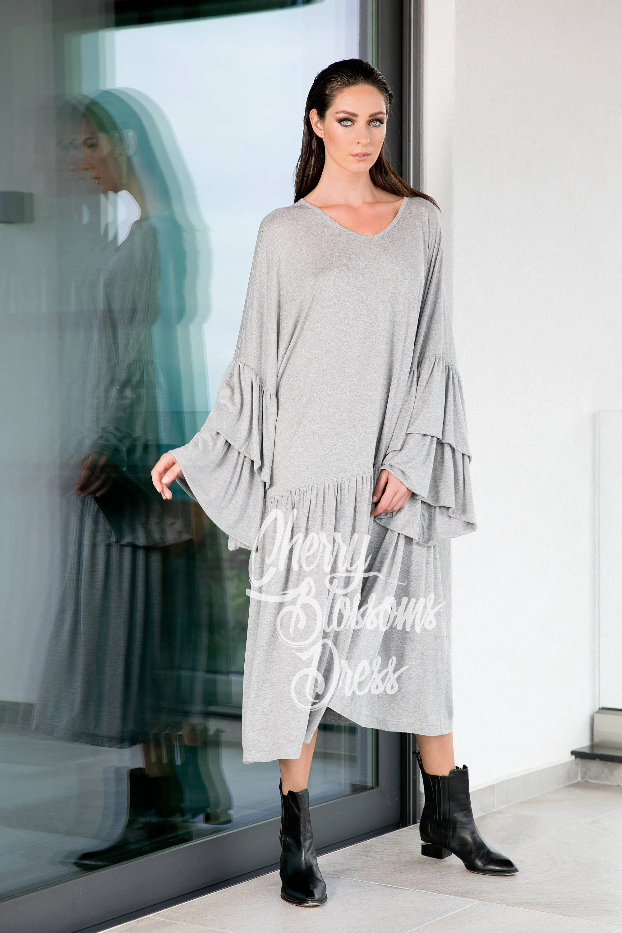 Gray Maxi Dress, Plus Size Dress, Abaya Dress, Plus Size Kaftan Dress, Butterfly Sleeve Dress, Loose Maxi Dress, Bohemian Clothing,Maternity