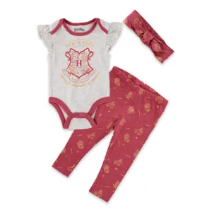 HARRY POTTER Baby Girl Hogwarts Bodysuit & Leggings Set with Matching Headband