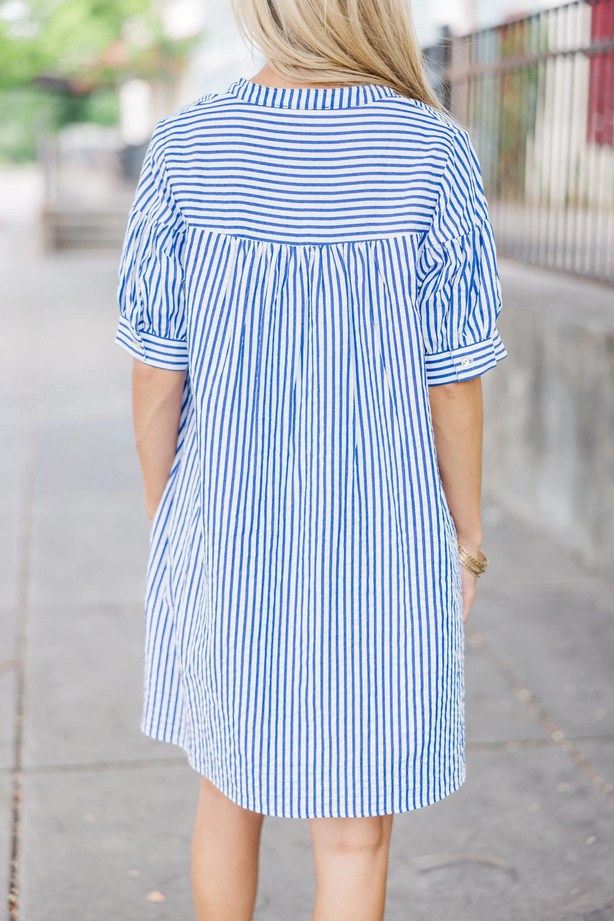 Head Of The Class Navy Striped Dress