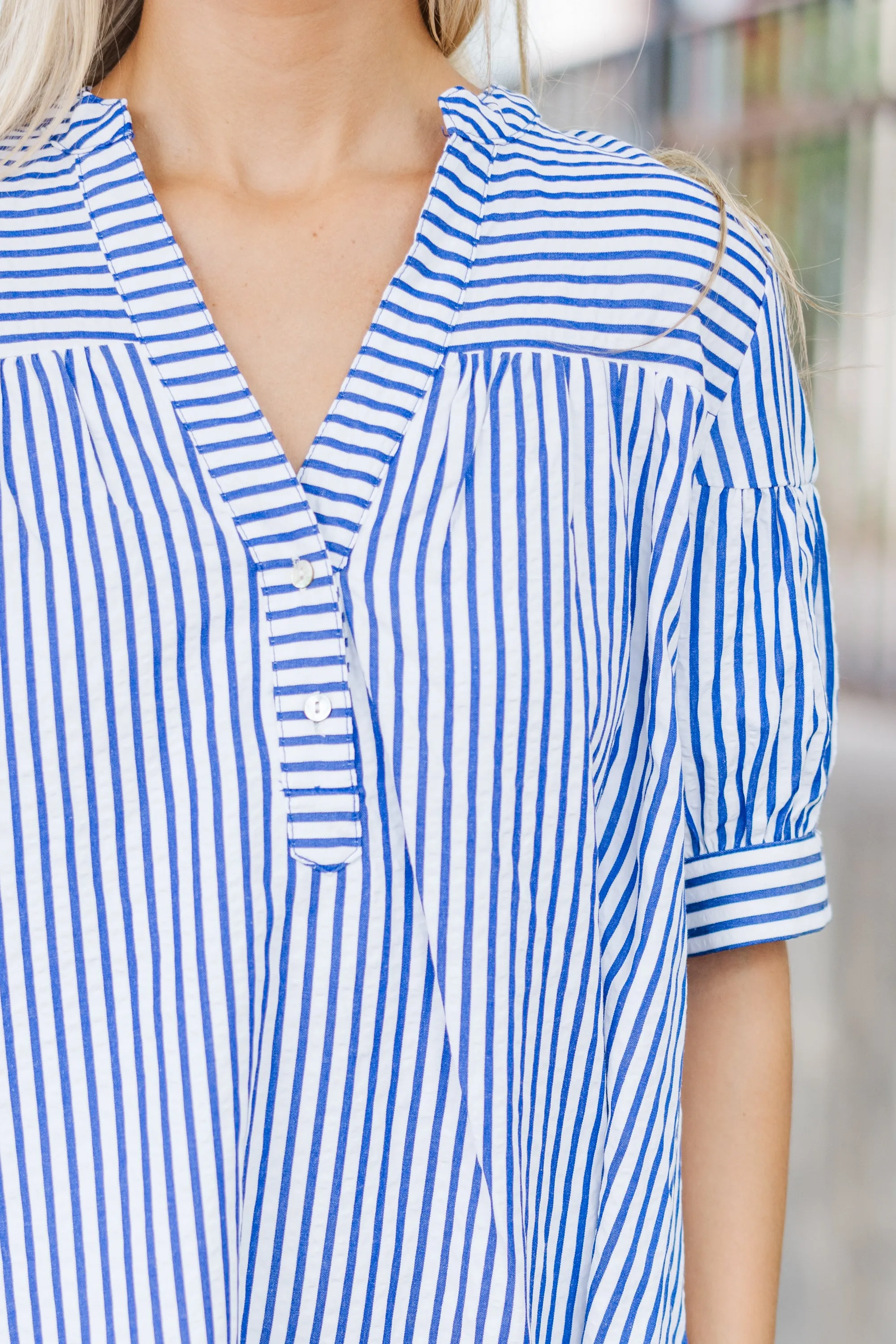 Head Of The Class Navy Striped Dress