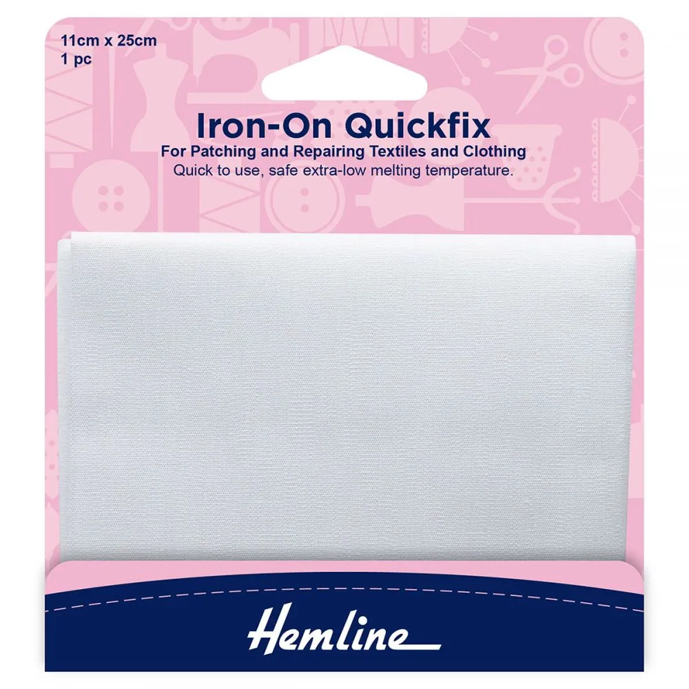 Hemline Quick Fix Iron-On Patch - White