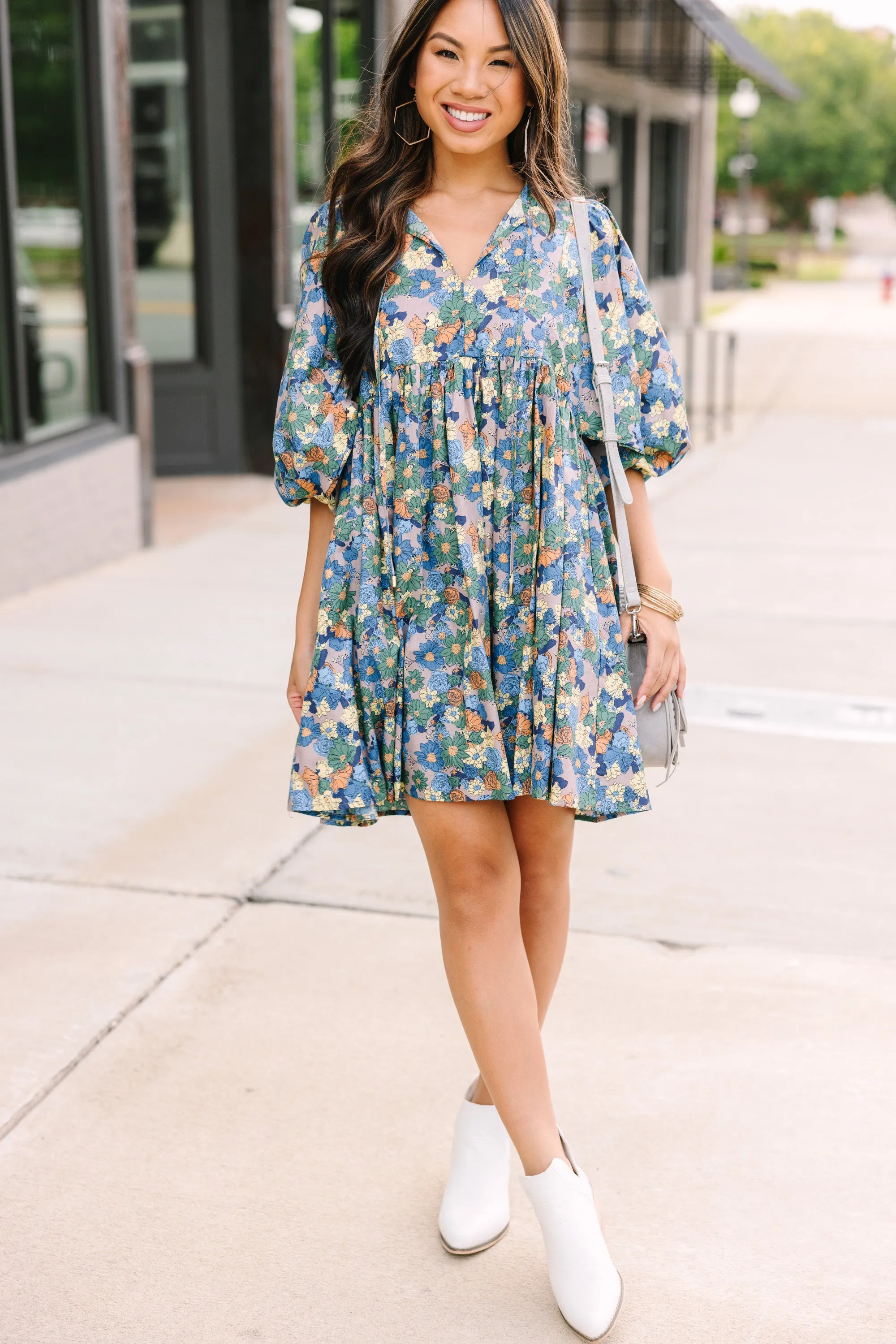 It's All True Blue Floral Dress