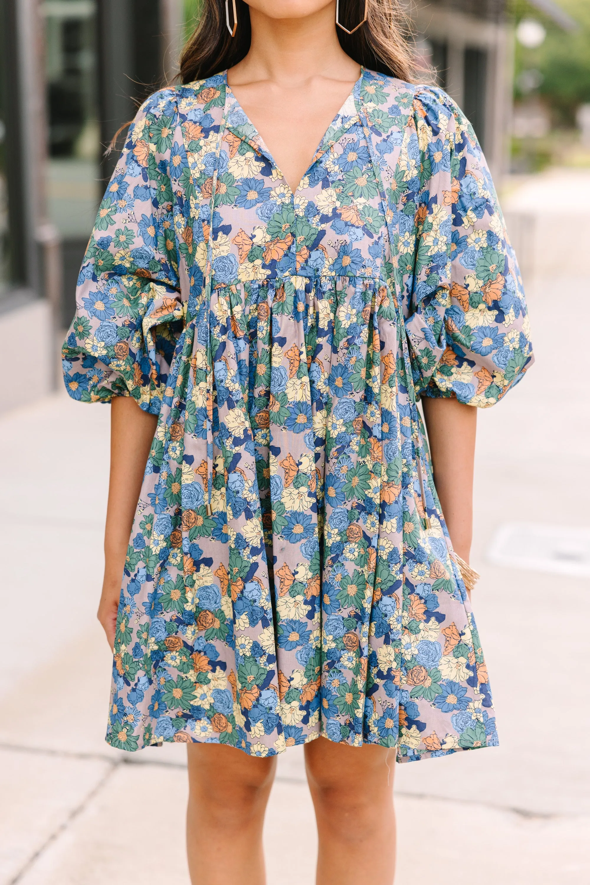 It's All True Blue Floral Dress