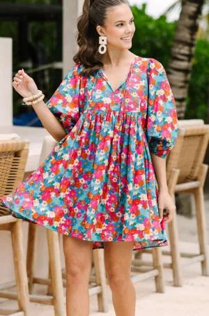 It's All True Sea Green Floral Dress