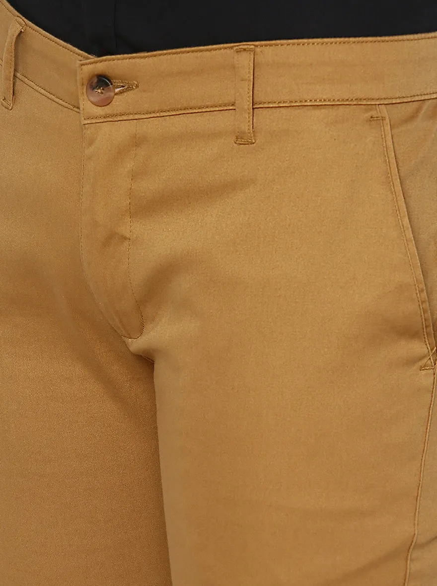 Khaki Solid Super Slim Fit Casual Trouser | Greenfibre