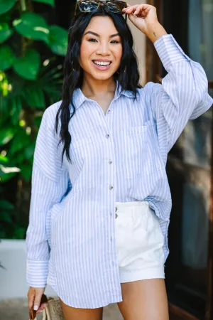 Made For You Light Blue Striped Button Down