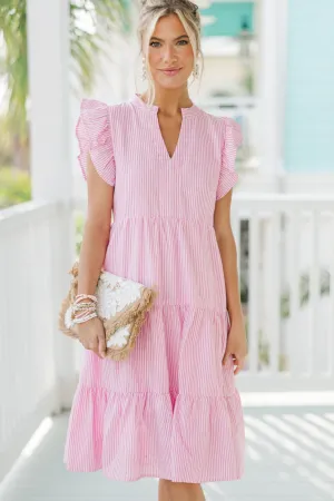 Make It Your Own Light Pink Striped Tiered Dress