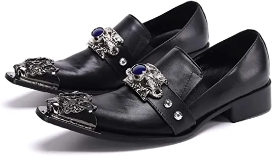 Men's Beaded Western Loafers Dragon Metal Tip