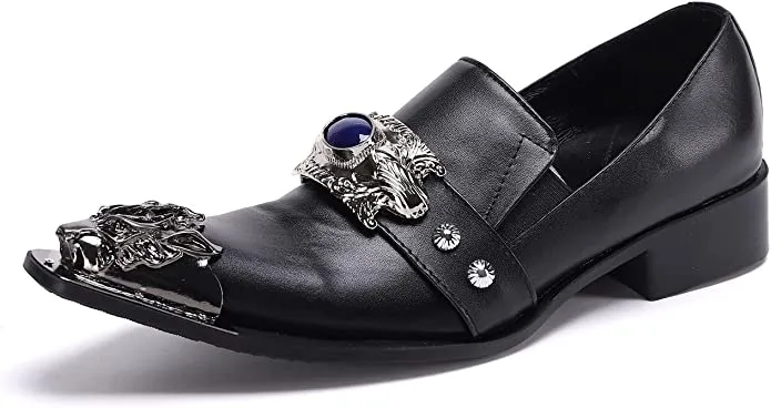 Men's Beaded Western Loafers Dragon Metal Tip