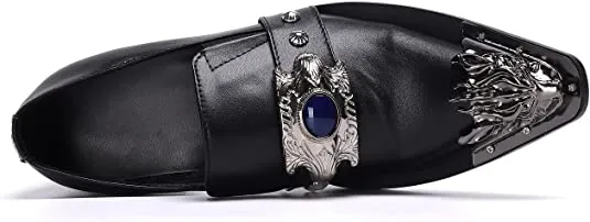 Men's Beaded Western Loafers Dragon Metal Tip