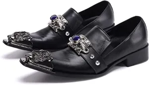Men's Beaded Western Loafers Dragon Metal Tip
