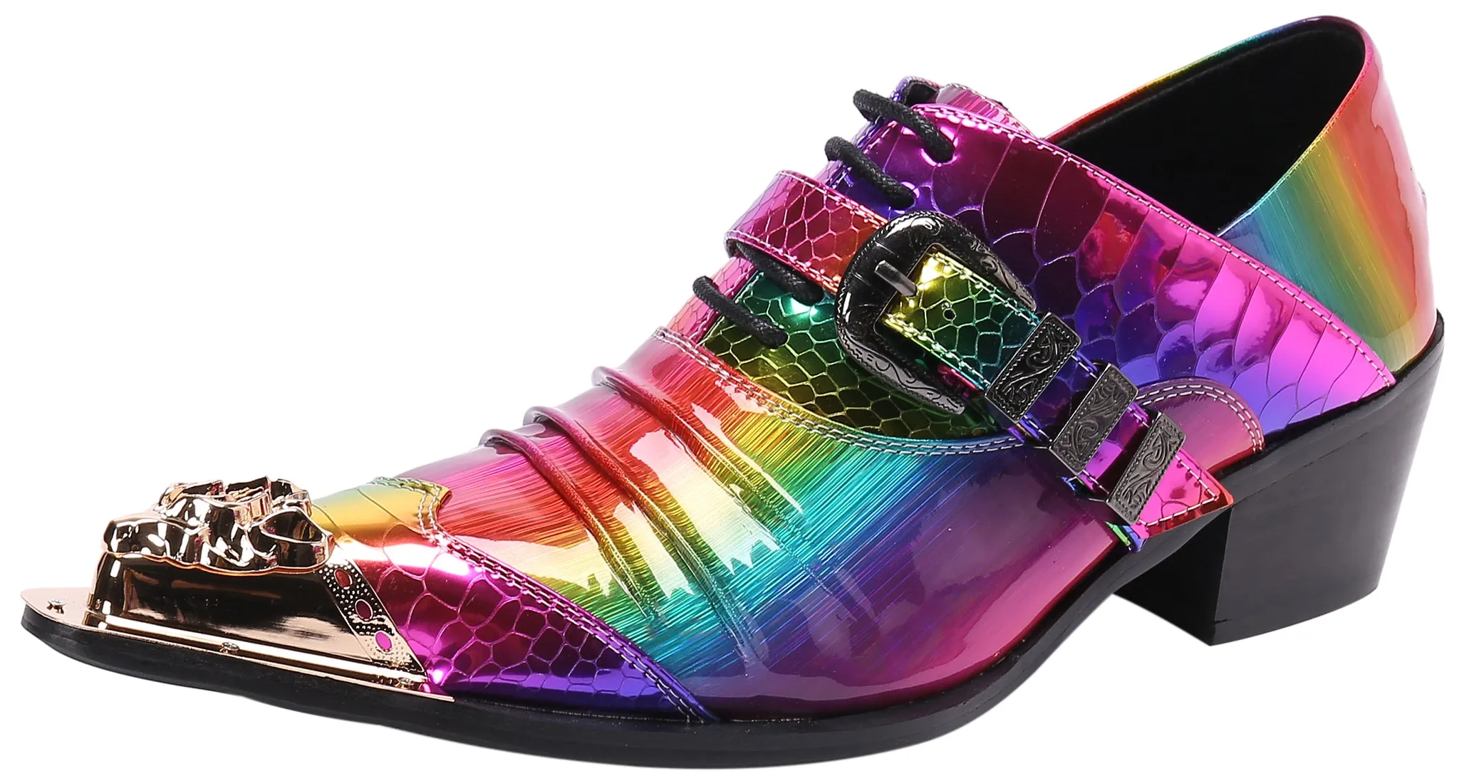 Men's Metal Tip Lace-Up Cuban Heel Loafer