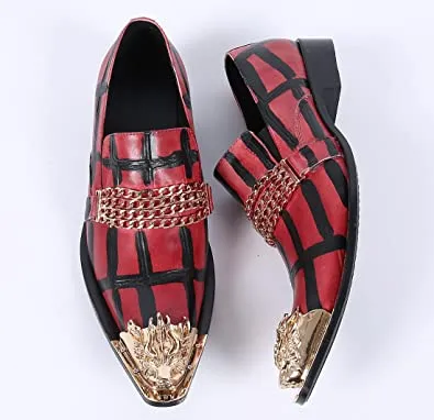 Men's Painted Gold Chain Western Loafers