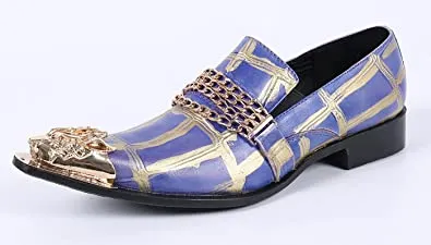 Men's Painted Gold Chain Western Loafers